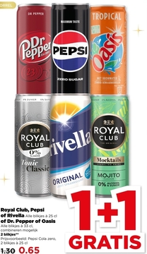 Aanbieding: Royal Club, Pepsi of Rivella of Dr. Pepper of Oasis