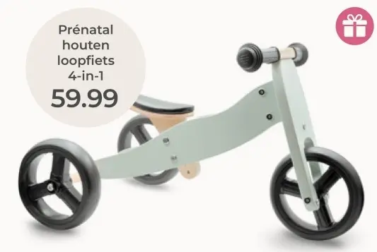 Aanbieding: Houten loopfiets 4-in-1