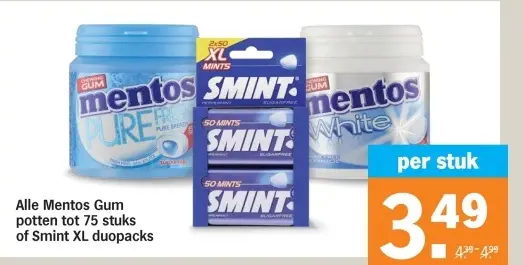 Aanbieding: Mentos Gum potten of Smint XL duopacks