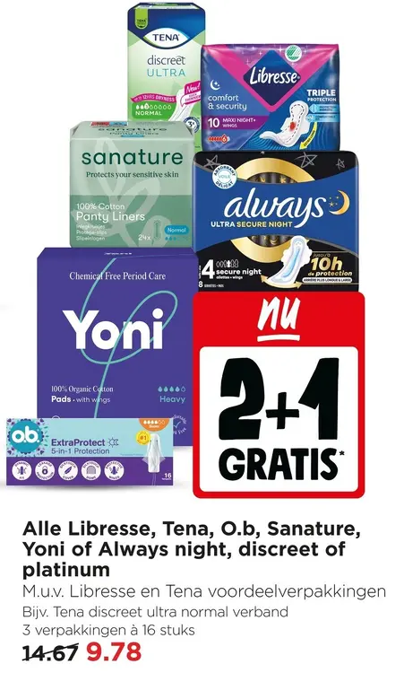 Aanbieding: Alle Libresse, Tena, O.b, Sanature, Yoni of A