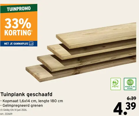 Promotie: Tuinplank geschaafd