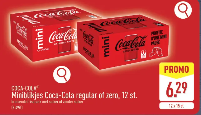 Promotie: Miniblikjes Coca-Cola regular of zero