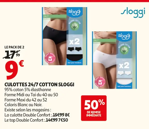 Offre: Culottes 24/7 cotton sloggi