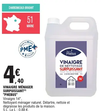 Offre: Vinaigre ménager surpuissant