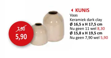 Aanbieding: Vaas Kunis H19,5cm