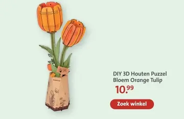 Aanbieding: DIY 3D Houten Puzzel Bloem Orange Tulip