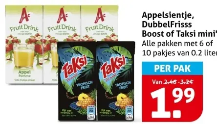 Aanbieding: Appelsientje, DubbelFrisss, Boost of Taksi mini's