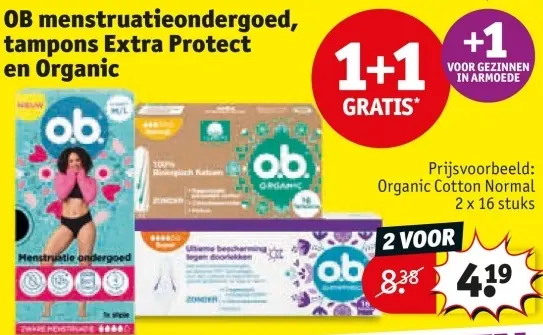 Aanbieding: OB Menstruatieondergoed, tampons Extra Protect en Organic