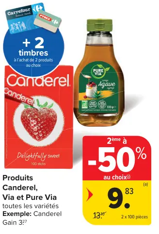 Offre: Produits Canderel, Via et Pure Via