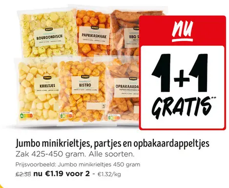 Promotie: minikrieltjes, partjes en opbakaardappeltjes