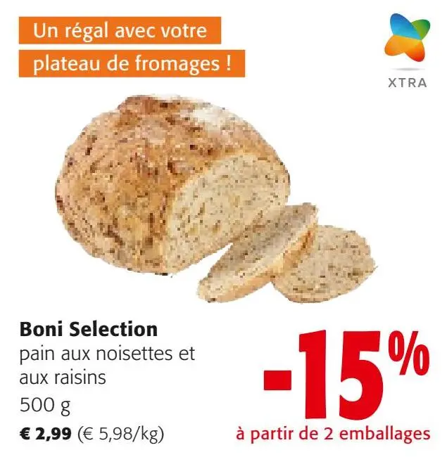 Offre: Pain aux noisettes et aux raisins