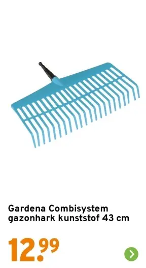 Aanbieding: Combisystem gazonhark kunststof 43 cm