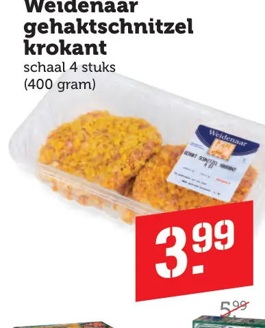 Aanbieding: gehaktschnitzel krokant