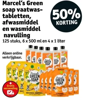 Aanbieding: Marcel's Green soap vaatwas-tabletten, afwasmiddel en wasmiddel navulling