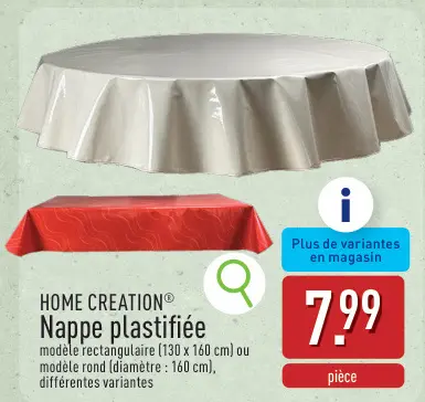 Offre: Nappe plastifiée