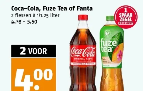 Aanbieding: Coca-Cola, Fuze Tea of Fanta
