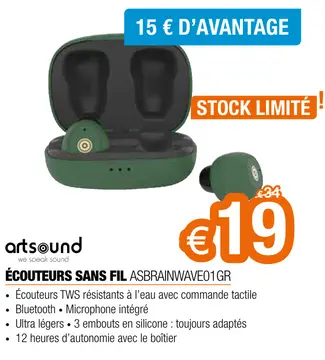 Offre: Écouteurs sans fil asbrainwave01gr