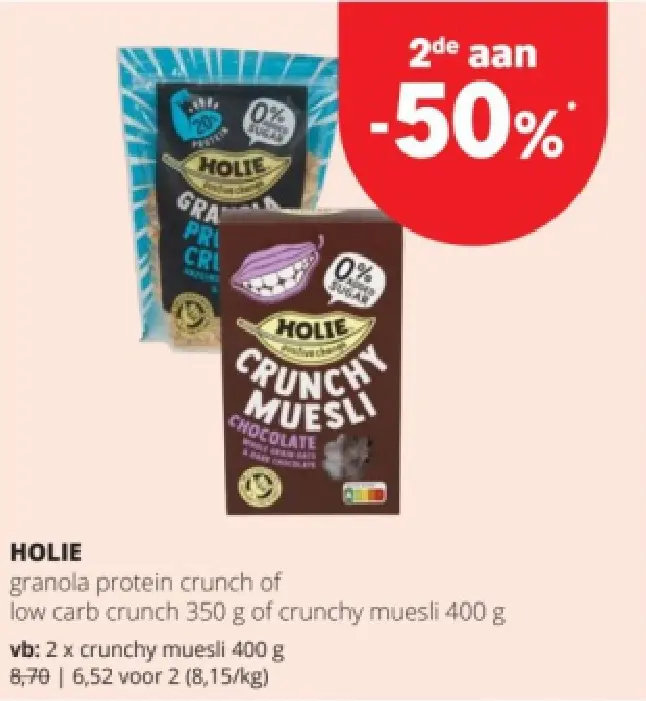 Promotie: Granola protein crunch of low carb crunch 350 gof crunchy muesli 400 g