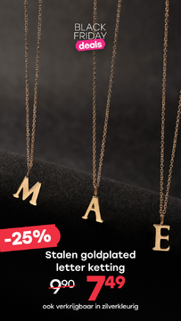 Aanbieding: Stalen goldplated ketting letter A