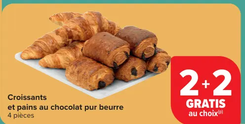 Offre: Croissants et pains au chocolat pur beurre