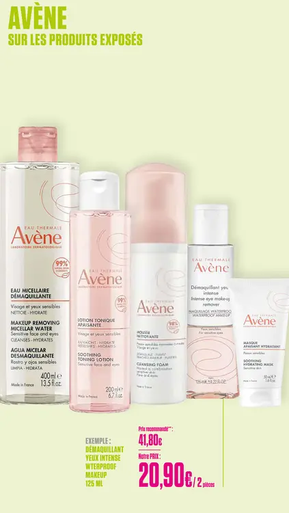 Offre: Avène Les Essentiels Démaquillants Doux Intense Waterproof 125Ml - Avène