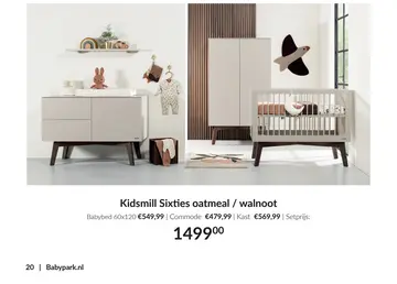 Aanbieding: Kidsmill Sixties Babykamer Oatmeal / Walnoot