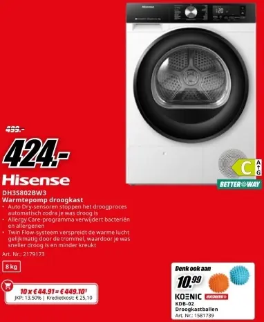 Aanbieding: Hisense Warmtepomp droogkast