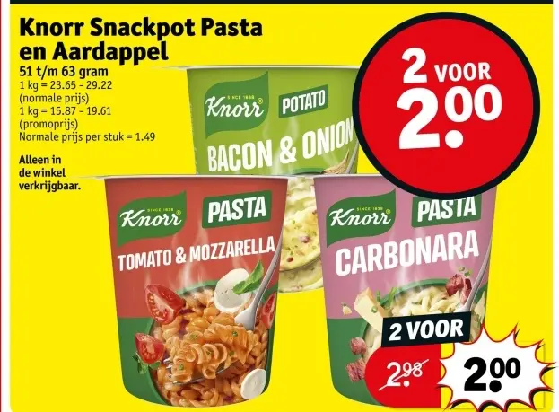 Promotie: Knorr Snackpot Pasta en Aardappel