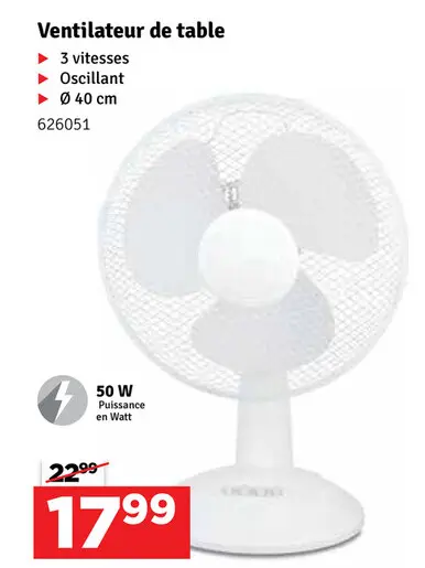Offre: Ventilateur de table