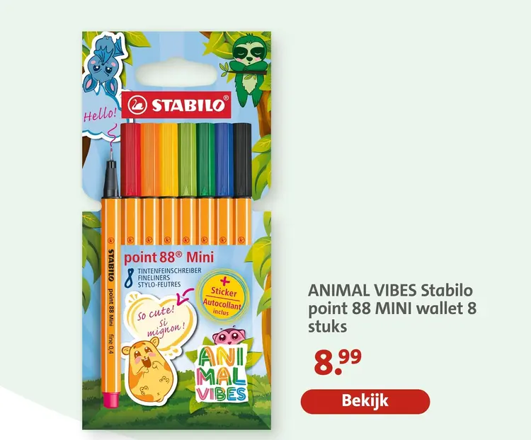 Aanbieding: ANIMAL VIBES Stabilo point 88 MINI wallet