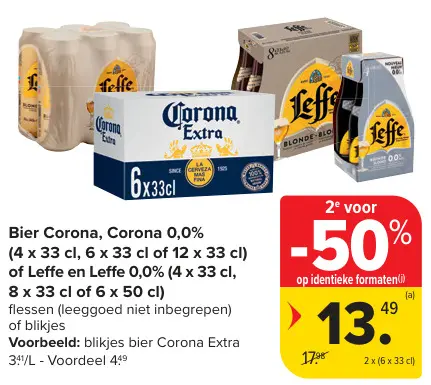 Promotie: Bier Corona, Corona 0,0% of Leffe en Leffe 0,