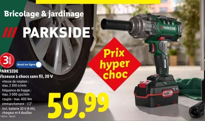 Offre: Visseuse à chocs sans fil, 20 V