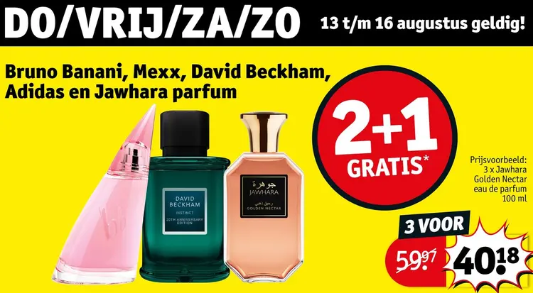 Promotie: Bruno Banani, Mexx, David Beckham, Adidas en Jawhara parfum