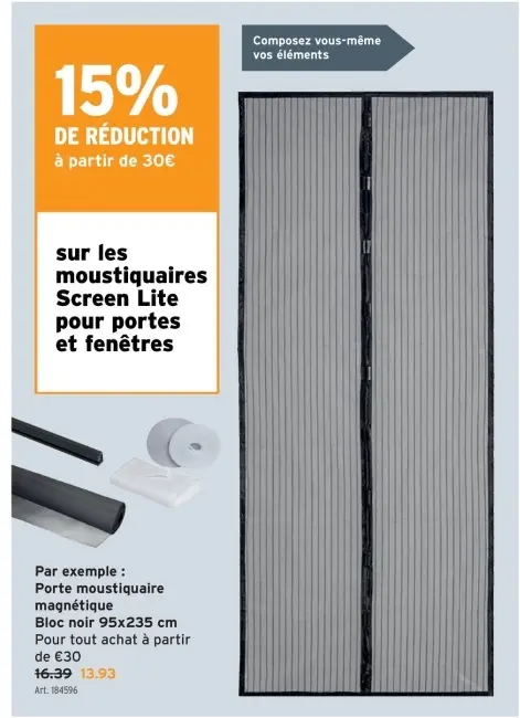 Offre: Moustiquaire Screen Lite pour portes et fenêtres