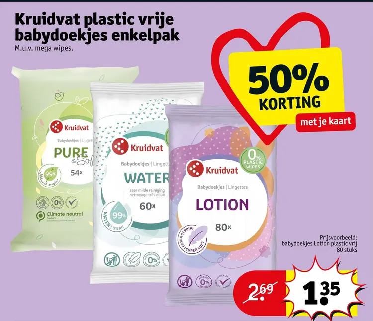 Aanbieding: Kruidvat plastic vrije babydoekjes enkelpak