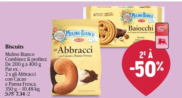 Offre: Biscuits Mulino Bianco gli Abbracci con Cacao