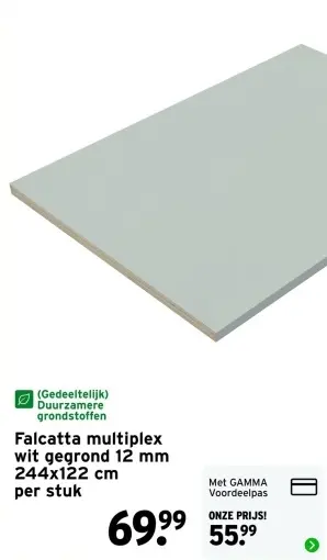 Aanbieding: Falcatta multiplex wit gegrond 12 mm 244x122 cm