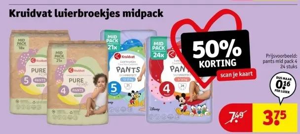 Aanbieding: Kruidvat luierbroekjes midpack