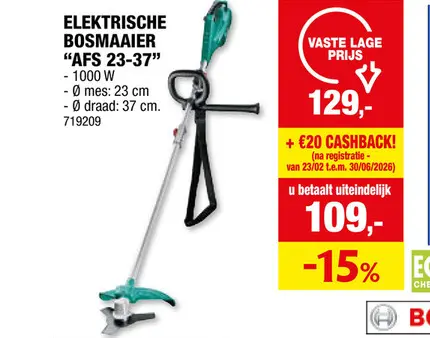 Promotie: Bosch AFS 23-37 elektrische bosmaaier/trimmer 1000W