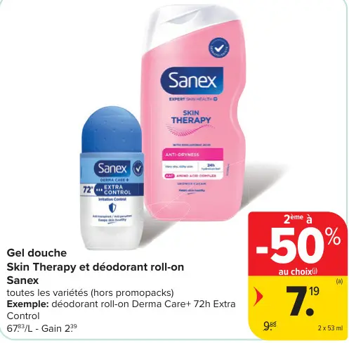Offre: Gel douche Skin Therapy et déodorant roll-on