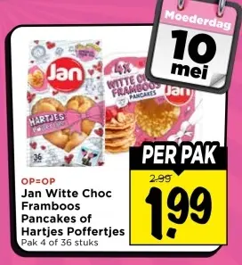 Aanbieding: Witte Choc Framboos Pancakes of Hartjes Poffertjes