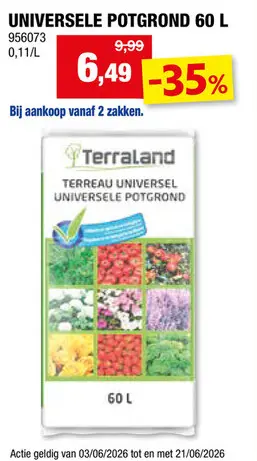 Promotie: Terraland universele potgrond 60l