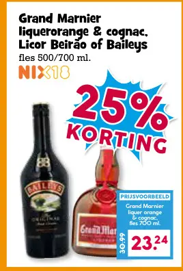 Aanbieding: Grand Marnier liquerorange & cognac, Licor Beirao of Baileys
