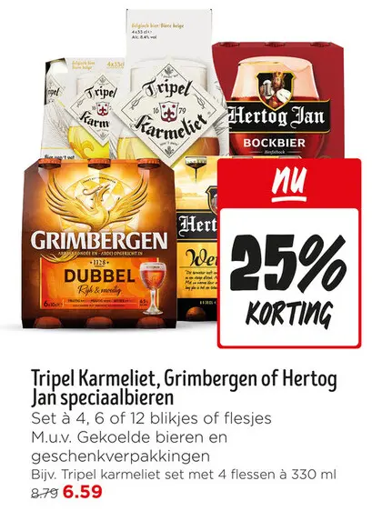 Aanbieding: Tripel Karmeliet, Grimbergen of Hertog Jan speciaalbieren