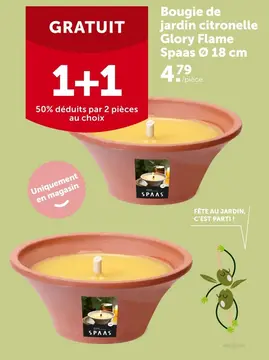 Offre: Bougie de jardin citronelle Glory Flame Spaas
