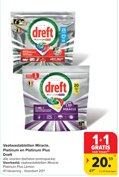 Promotie: Vaatwastabletten Miracle, Platinum en Platinu