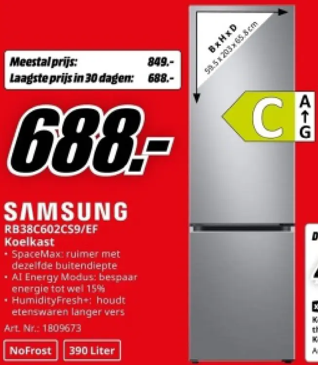 Aanbieding: Samsung RB38C602CS9/EF Koelkast