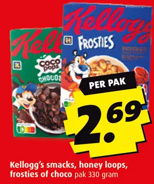 Aanbieding: Smacks, honey loops, frosties of choco