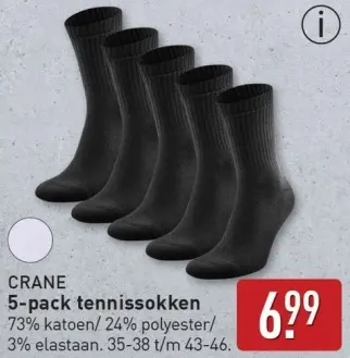 Aanbieding: Crane 5-pack tennissokken