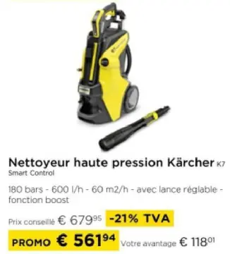 Offre: Nettoyeur haute pression Kärcher K7 Smart Con